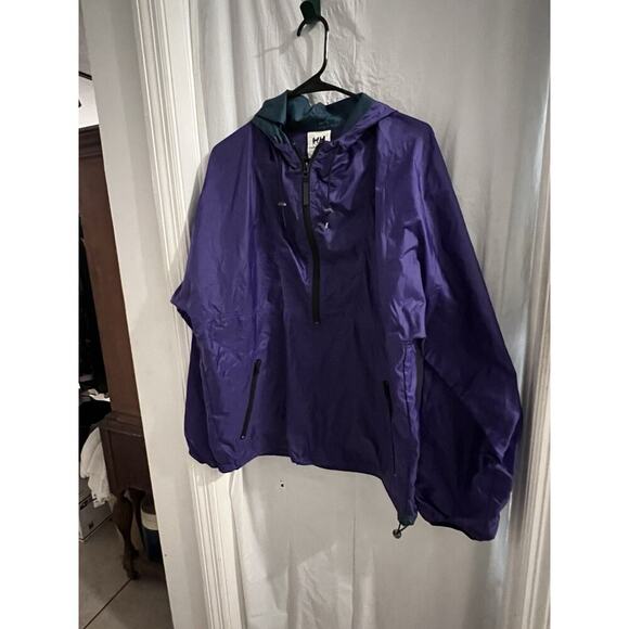 Helly Hansen Purple 1/2 Zip Vintage 80’s Hooded Rain Jacket Sz S - Picture 1 of 8